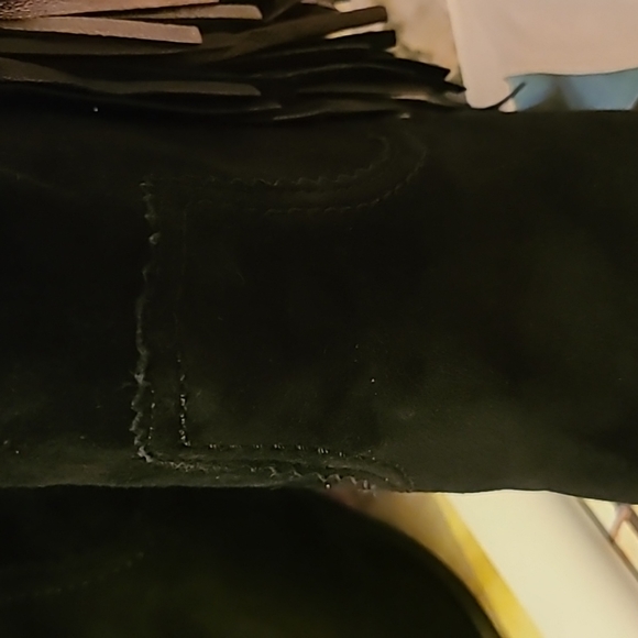 SAM ELDELMAN BLACK SUEDE FRINGE ACCENT LOUIE ANKLE BOOTIES sz 8 - Picture 6 of 6